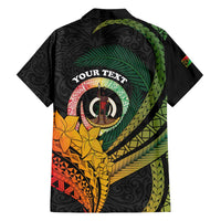 Personalised Vanuatu Independence Day Family Matching Off Shoulder Short Dress and Hawaiian Shirt July 30 Pig Tusk Long God Yumi Stanap LT14 - Polynesian Pride