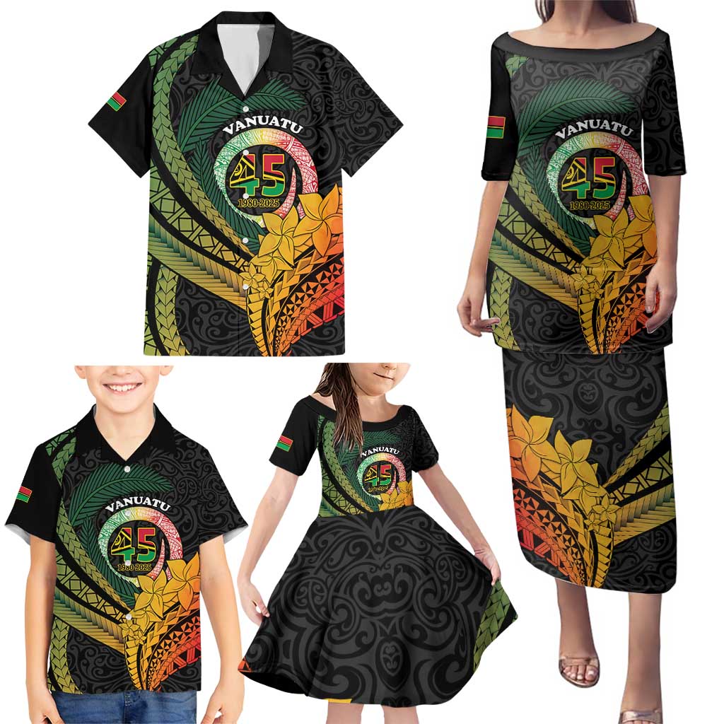 Personalised Vanuatu Independence Day Family Matching Puletasi and Hawaiian Shirt July 30 Pig Tusk Long God Yumi Stanap LT14 - Polynesian Pride