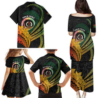 Personalised Vanuatu Independence Day Family Matching Puletasi and Hawaiian Shirt July 30 Pig Tusk Long God Yumi Stanap LT14 - Polynesian Pride