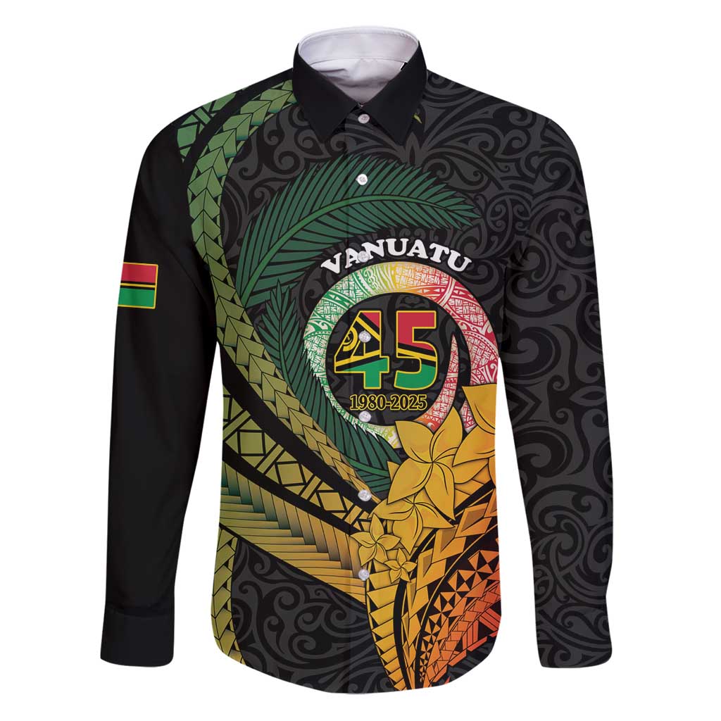 Personalised Vanuatu Independence Day Family Matching Puletasi and Hawaiian Shirt July 30 Pig Tusk Long God Yumi Stanap LT14 Dad's Shirt - Long Sleeve Black - Polynesian Pride