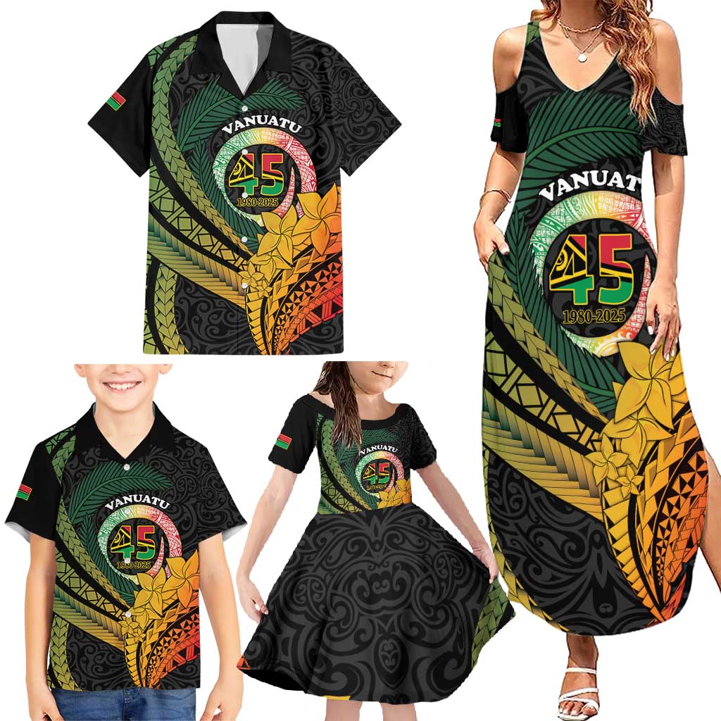 Personalised Vanuatu Independence Day Family Matching Summer Maxi Dress and Hawaiian Shirt July 30 Pig Tusk Long God Yumi Stanap LT14 - Polynesian Pride
