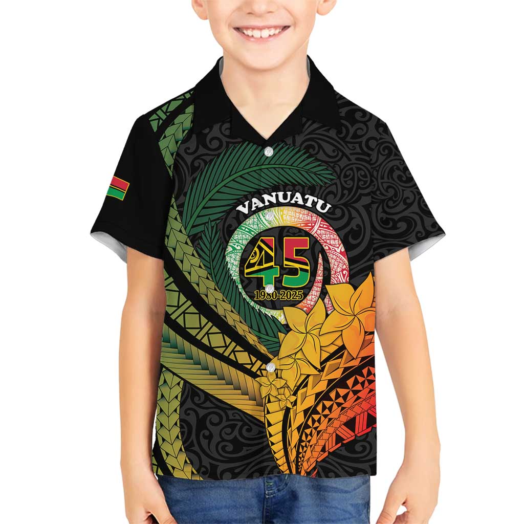 Personalised Vanuatu Independence Day Family Matching Summer Maxi Dress and Hawaiian Shirt July 30 Pig Tusk Long God Yumi Stanap LT14 Son's Shirt Black - Polynesian Pride