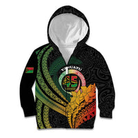 Personalised Vanuatu Independence Day Kid Hoodie July 30 Pig Tusk Long God Yumi Stanap LT14 Zip Hoodie Black - Polynesian Pride