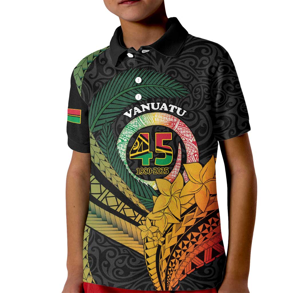 Personalised Vanuatu Independence Day Kid Polo Shirt July 30 Pig Tusk Long God Yumi Stanap LT14 Kid Black - Polynesian Pride