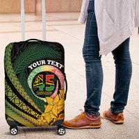 Personalised Vanuatu Independence Day Luggage Cover July 30 Pig Tusk Long God Yumi Stanap LT14 Black - Polynesian Pride