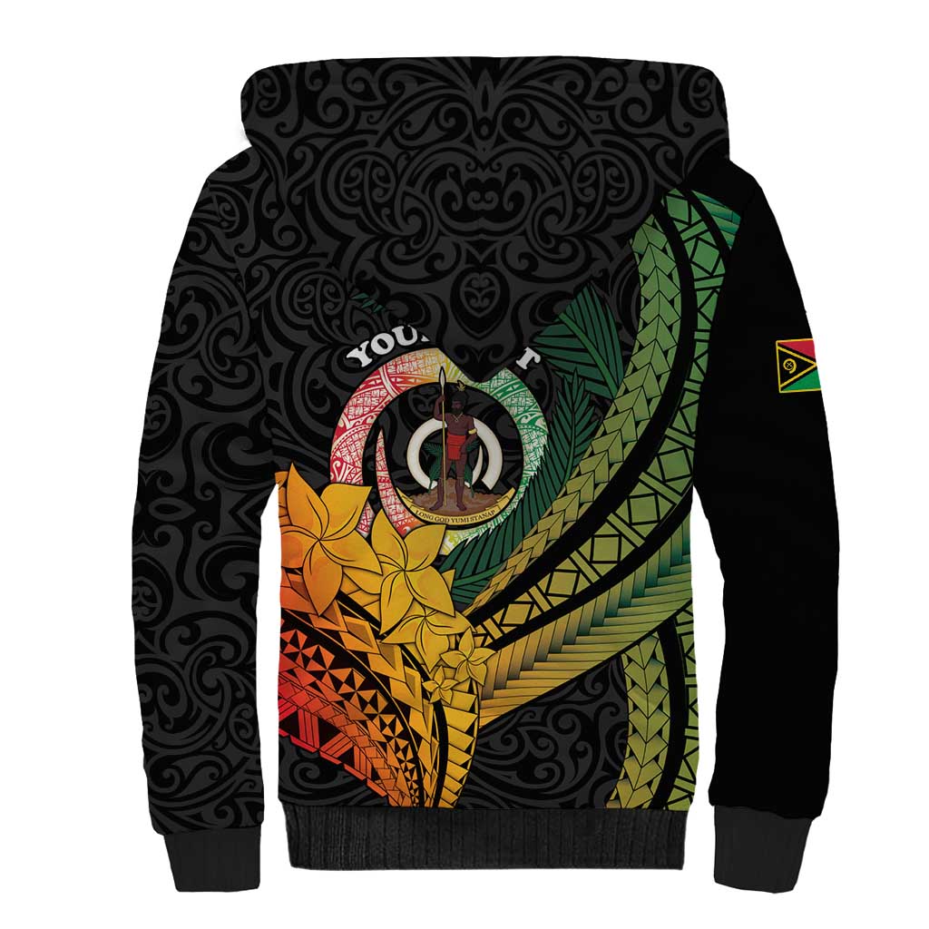 Personalised Vanuatu Independence Day Sherpa Hoodie July 30 Pig Tusk Long God Yumi Stanap LT14 - Polynesian Pride