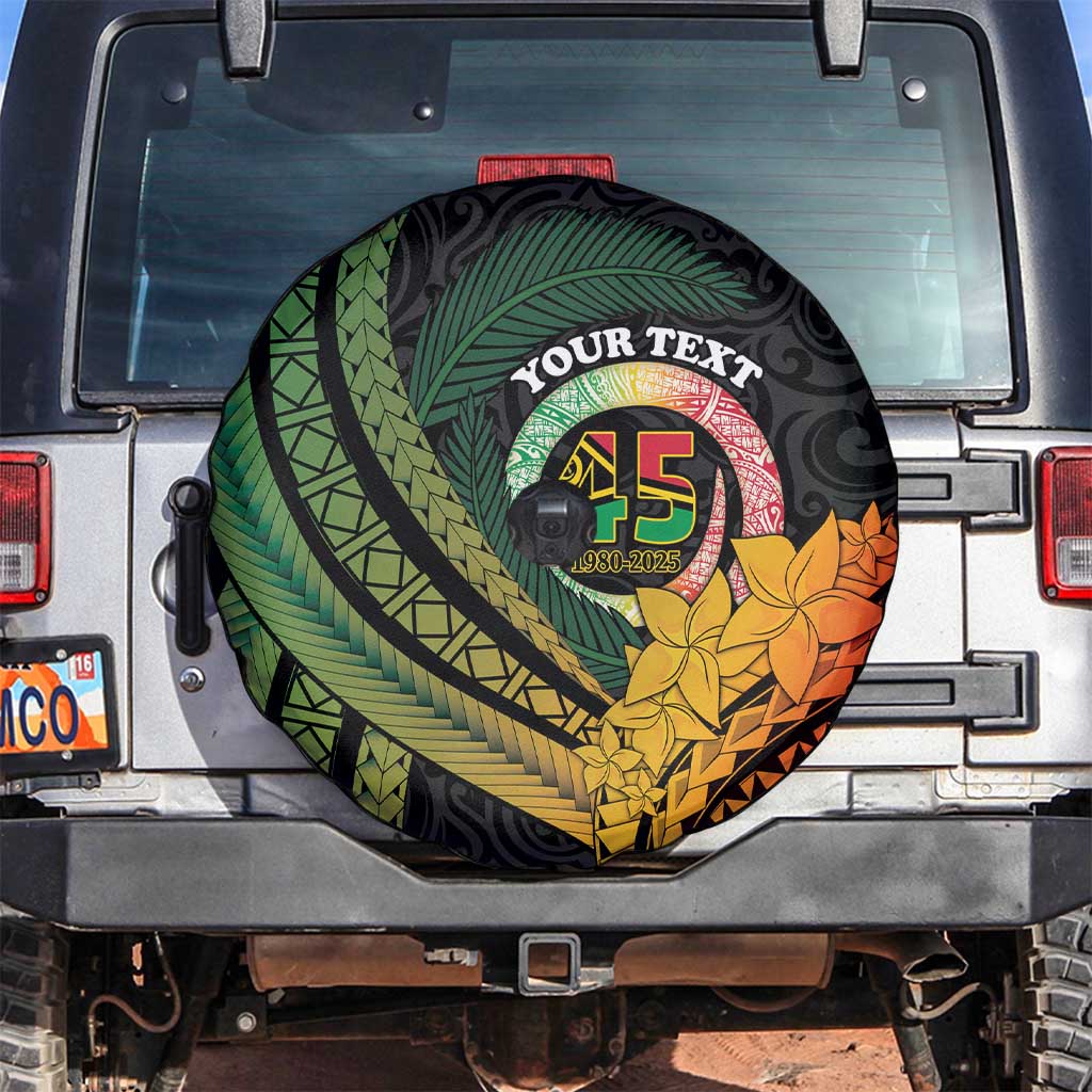 Personalised Vanuatu Independence Day Spare Tire Cover July 30 Pig Tusk Long God Yumi Stanap LT14 Black - Polynesian Pride