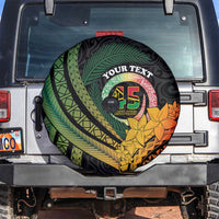 Personalised Vanuatu Independence Day Spare Tire Cover July 30 Pig Tusk Long God Yumi Stanap LT14 Black - Polynesian Pride