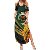 Personalised Vanuatu Independence Day Summer Maxi Dress July 30 Pig Tusk Long God Yumi Stanap LT14 Women Black - Polynesian Pride