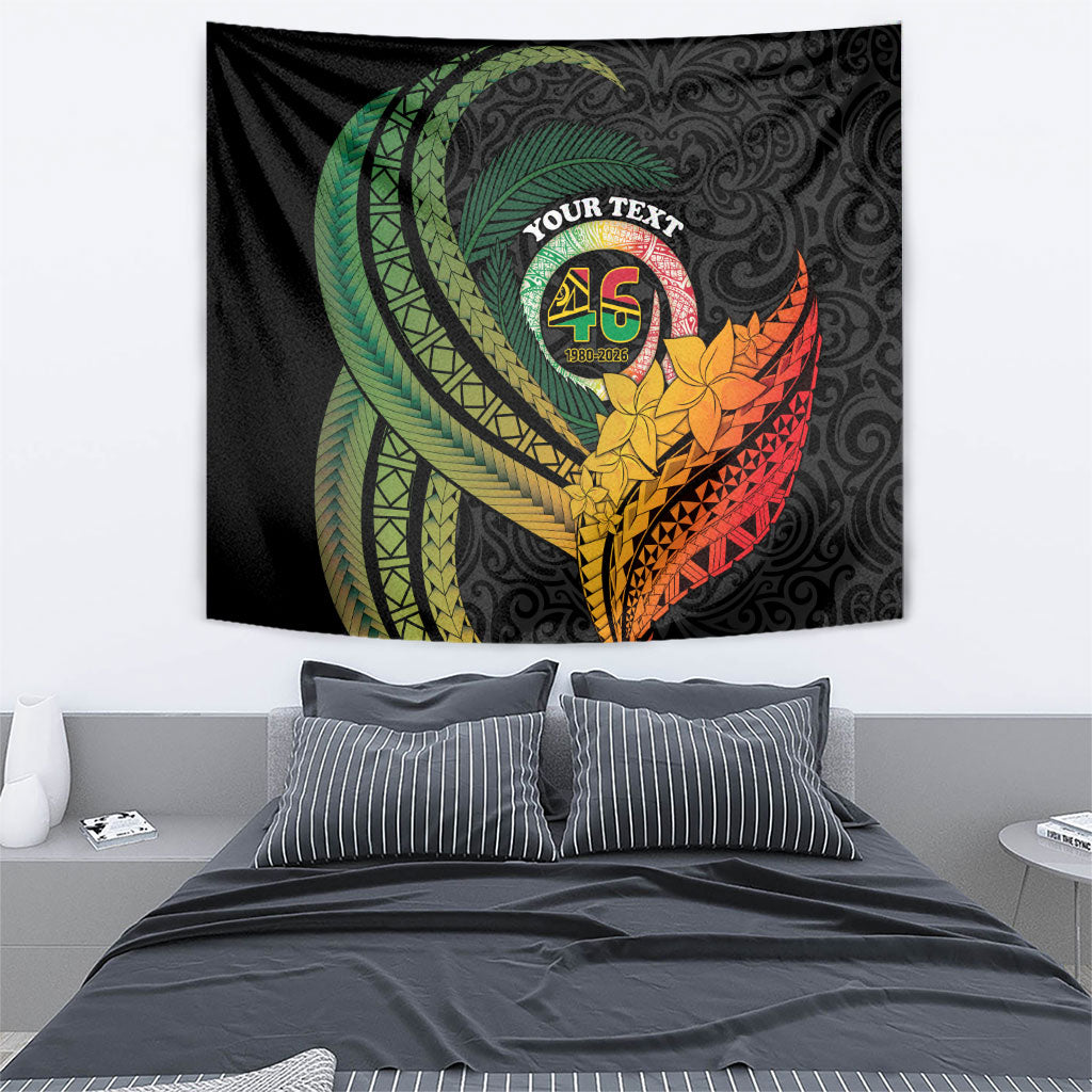 Personalised Vanuatu Independence Day Tapestry July 30 Pig Tusk Long God Yumi Stanap LT14 - Polynesian Pride