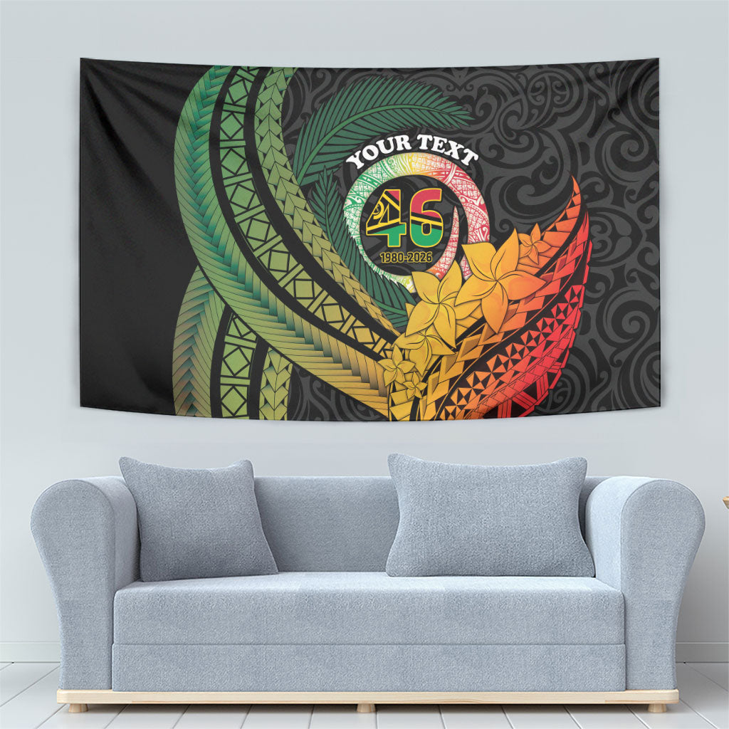 Personalised Vanuatu Independence Day Tapestry July 30 Pig Tusk Long God Yumi Stanap LT14 - Polynesian Pride