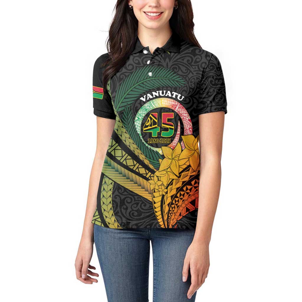 Personalised Vanuatu Independence Day Women Polo Shirt July 30 Pig Tusk Long God Yumi Stanap LT14 - Polynesian Pride