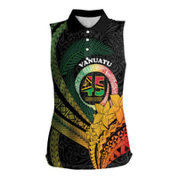 Personalised Vanuatu Independence Day Women Sleeveless Polo Shirt July 30 Pig Tusk Long God Yumi Stanap LT14 Female Black - Polynesian Pride