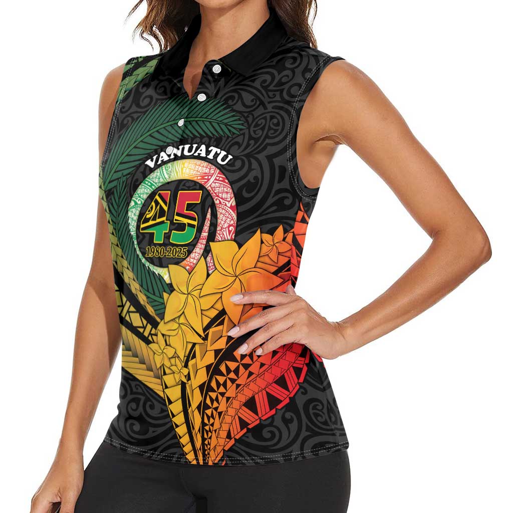 Personalised Vanuatu Independence Day Women Sleeveless Polo Shirt July 30 Pig Tusk Long God Yumi Stanap LT14 - Polynesian Pride
