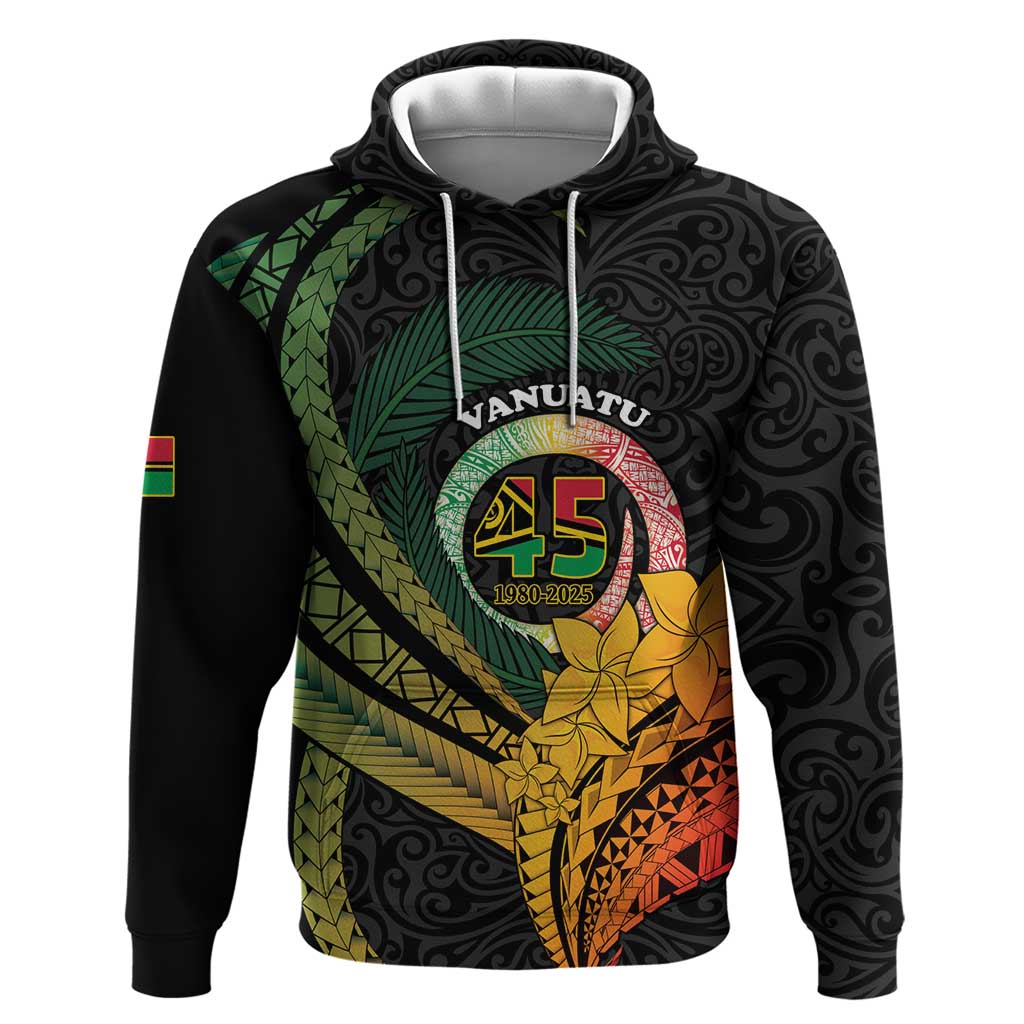 Personalised Vanuatu Independence Day Zip Hoodie July 30 Pig Tusk Long God Yumi Stanap LT14 Pullover Hoodie Black - Polynesian Pride