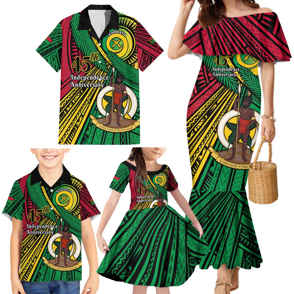 Halo Vanuatu Family Matching Mermaid Dress and Hawaiian Shirt Happy 45th Independence Anniversary