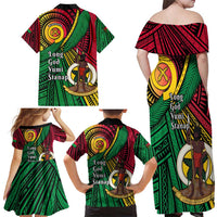 Halo Vanuatu Family Matching Off Shoulder Maxi Dress and Hawaiian Shirt Happy 45th Independence Anniversary LT14 - Polynesian Pride