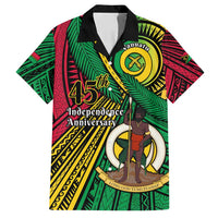 Halo Vanuatu Family Matching Off Shoulder Short Dress and Hawaiian Shirt Happy 45th Independence Anniversary LT14 Dad's Shirt - Short Sleeve Black - Polynesian Pride