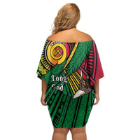 Halo Vanuatu Family Matching Off Shoulder Short Dress and Hawaiian Shirt Happy 45th Independence Anniversary LT14 - Polynesian Pride
