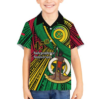 Halo Vanuatu Family Matching Puletasi and Hawaiian Shirt Happy 45th Independence Anniversary LT14 Son's Shirt Black - Polynesian Pride