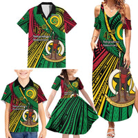 Halo Vanuatu Family Matching Summer Maxi Dress and Hawaiian Shirt Happy 45th Independence Anniversary LT14 - Polynesian Pride