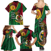 Halo Vanuatu Family Matching Summer Maxi Dress and Hawaiian Shirt Happy 45th Independence Anniversary LT14 - Polynesian Pride