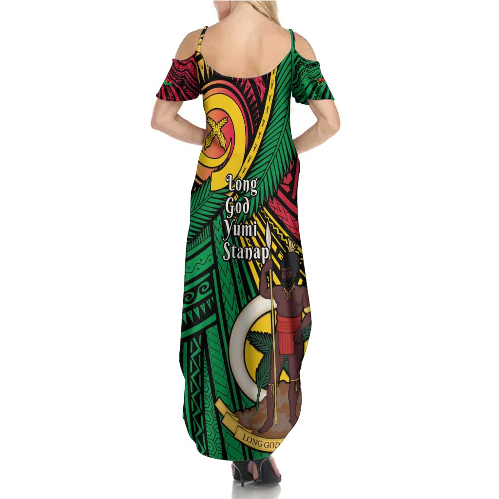 Halo Vanuatu Family Matching Summer Maxi Dress and Hawaiian Shirt Happy 45th Independence Anniversary LT14 - Polynesian Pride