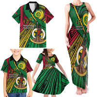 Halo Vanuatu Family Matching Tank Maxi Dress and Hawaiian Shirt Happy 45th Independence Anniversary LT14 - Polynesian Pride