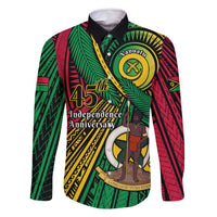 Halo Vanuatu Family Matching Tank Maxi Dress and Hawaiian Shirt Happy 45th Independence Anniversary LT14 Dad's Shirt - Long Sleeve Black - Polynesian Pride