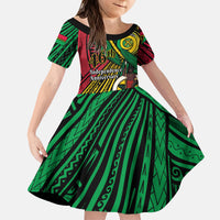 Halo Vanuatu Kid Short Sleeve Dress Happy 46th Independence Anniversary LT14 KID Black - Polynesian Pride