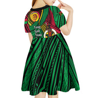 Halo Vanuatu Kid Short Sleeve Dress Happy 46th Independence Anniversary LT14 - Polynesian Pride