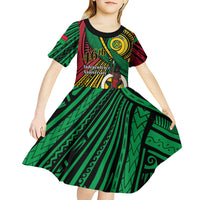 Halo Vanuatu Kid Short Sleeve Dress Happy 46th Independence Anniversary LT14 - Polynesian Pride