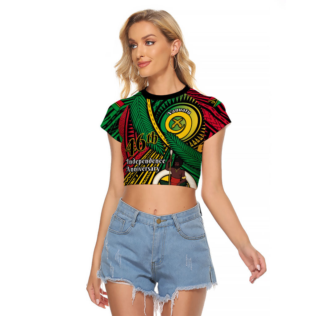 Halo Vanuatu Raglan Cropped T Shirt Happy 46th Independence Anniversary LT14 Female Black - Polynesian Pride
