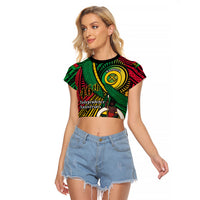 Halo Vanuatu Raglan Cropped T Shirt Happy 46th Independence Anniversary LT14 Female Black - Polynesian Pride