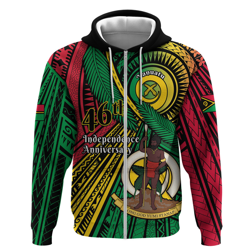 Halo Vanuatu Zip Hoodie Happy 46th Independence Anniversary LT14 Zip Hoodie Black - Polynesian Pride
