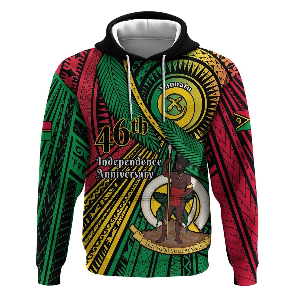 Halo Vanuatu Zip Hoodie Happy 46th Independence Anniversary LT14 Pullover Hoodie Black - Polynesian Pride