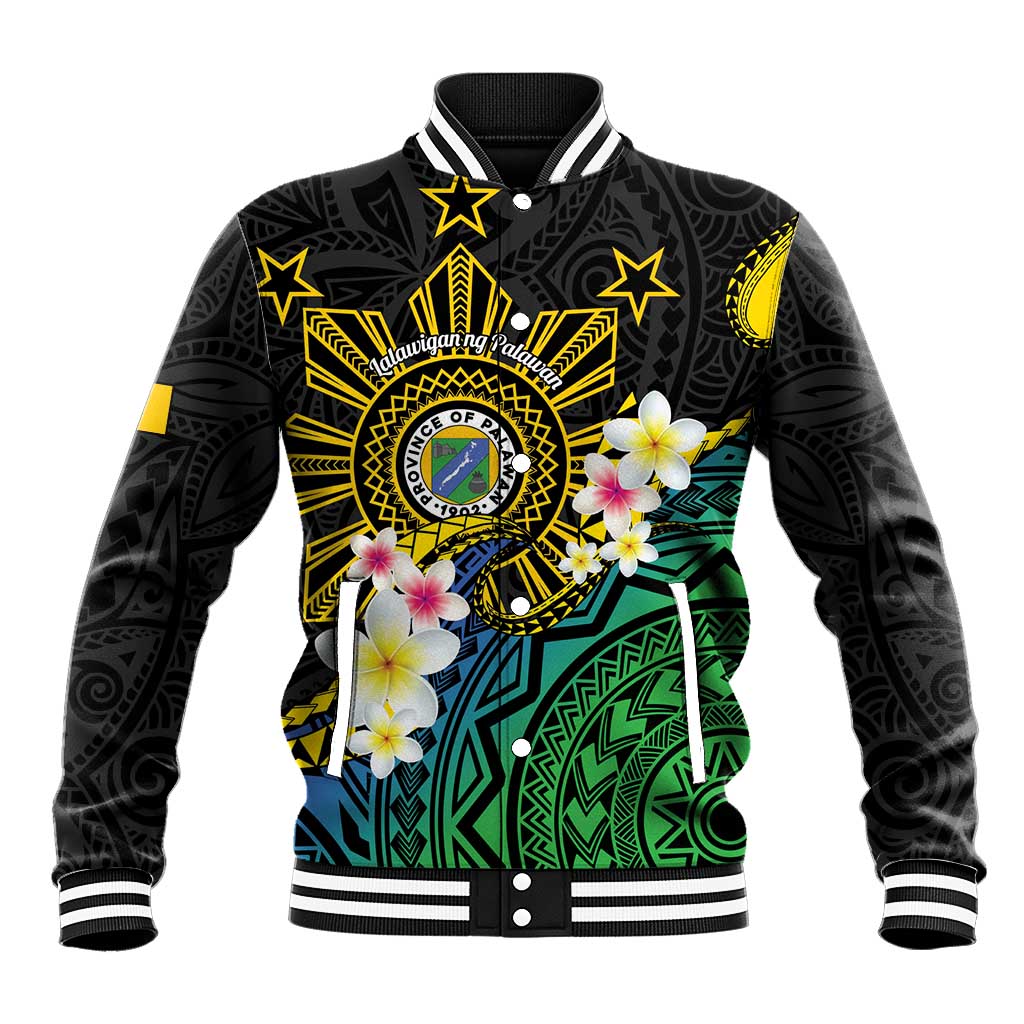 Lalawigan ng Palawan Baseball Jacket Philippines Province Land of Promise LT14 Unisex Black - Polynesian Pride