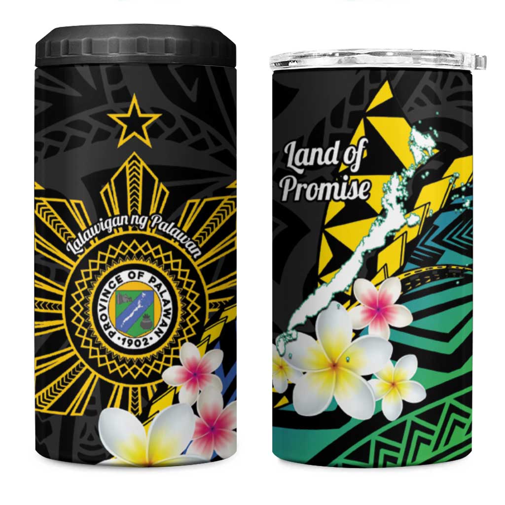 Lalawigan ng Palawan 4 in 1 Can Cooler Tumbler Philippines Province Land of Promise LT14 One Size: 16 oz Black - Polynesian Pride