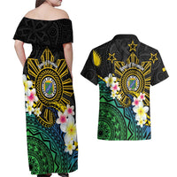 Lalawigan ng Palawan Couples Matching Off Shoulder Maxi Dress and Hawaiian Shirt Philippines Province Land of Promise LT14 - Polynesian Pride