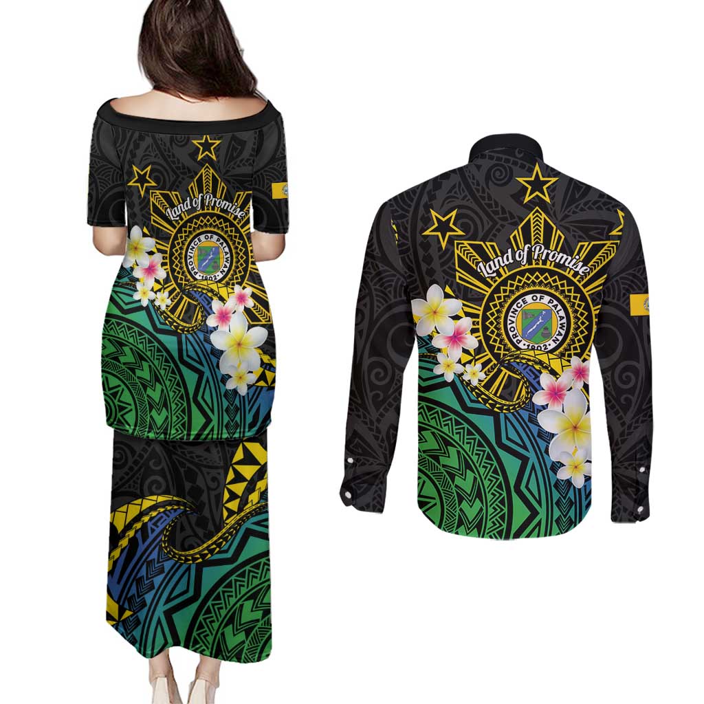 Lalawigan ng Palawan Couples Matching Puletasi and Long Sleeve Button Shirt Philippines Province Land of Promise LT14 - Polynesian Pride