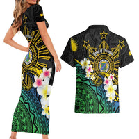 Lalawigan ng Palawan Couples Matching Short Sleeve Bodycon Dress and Hawaiian Shirt Philippines Province Land of Promise LT14 - Polynesian Pride