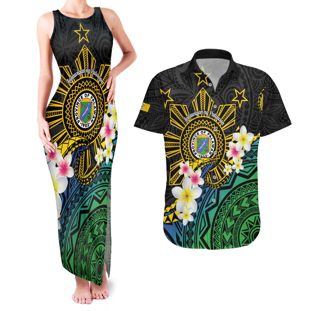 Lalawigan ng Palawan Couples Matching Tank Maxi Dress and Hawaiian Shirt Philippines Province Land of Promise LT14 Black - Polynesian Pride