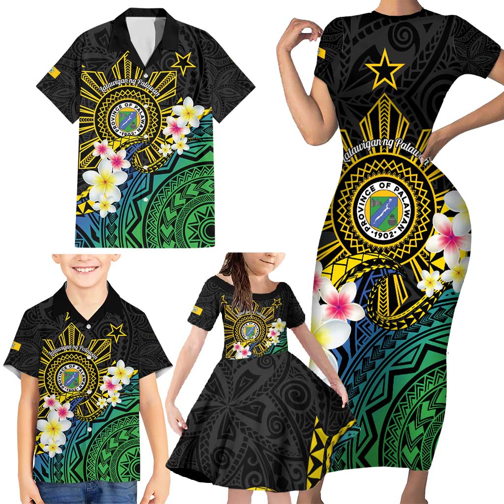 Lalawigan ng Palawan Family Matching Short Sleeve Bodycon Dress and Hawaiian Shirt Philippines Province Land of Promise LT14 - Polynesian Pride