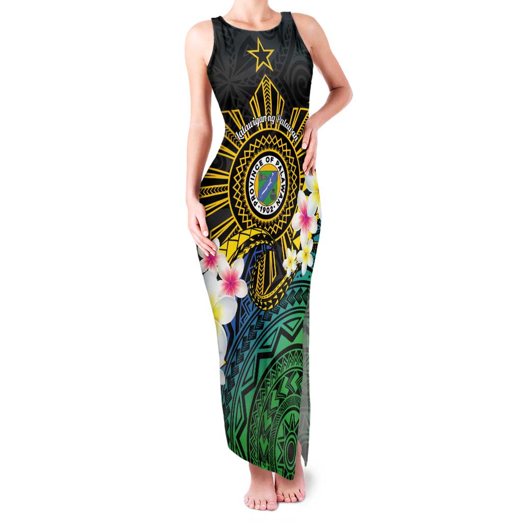 Lalawigan ng Palawan Family Matching Tank Maxi Dress and Hawaiian Shirt Philippines Province Land of Promise LT14 Mom's Dress Black - Polynesian Pride