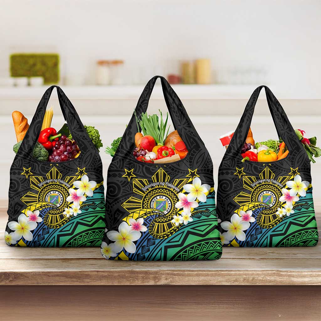 Lalawigan ng Palawan Grocery Bag Philippines Province Land of Promise LT14 3-pack One Size Black - Polynesian Pride