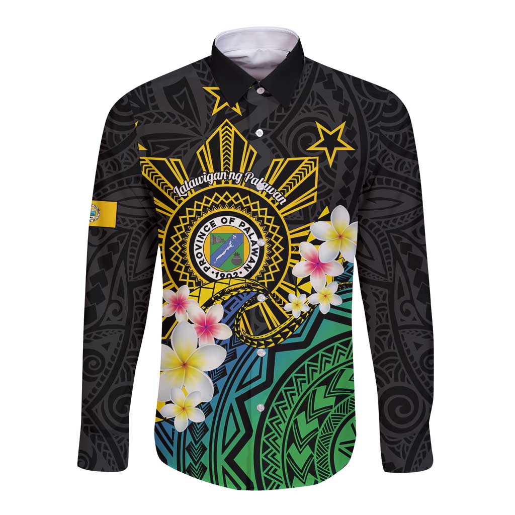 Lalawigan ng Palawan Long Sleeve Button Shirt Philippines Province Land of Promise LT14 Unisex Black - Polynesian Pride
