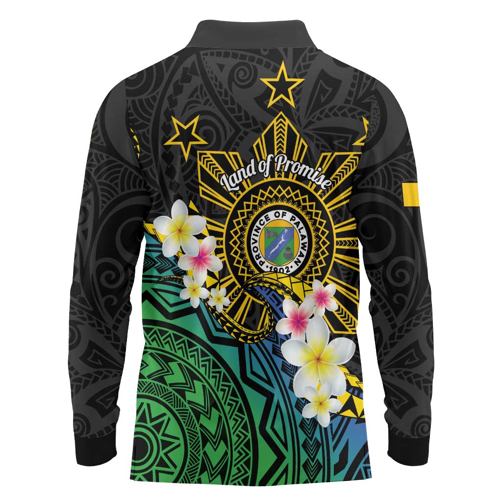 Lalawigan ng Palawan Long Sleeve Polo Shirt Philippines Province Land of Promise LT14 - Polynesian Pride