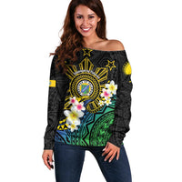 Lalawigan ng Palawan Off Shoulder Sweater Philippines Province Land of Promise LT14 Women Black - Polynesian Pride