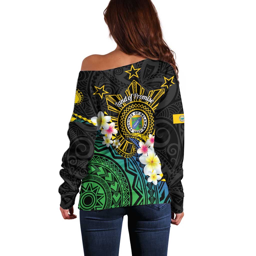 Lalawigan ng Palawan Off Shoulder Sweater Philippines Province Land of Promise LT14 - Polynesian Pride