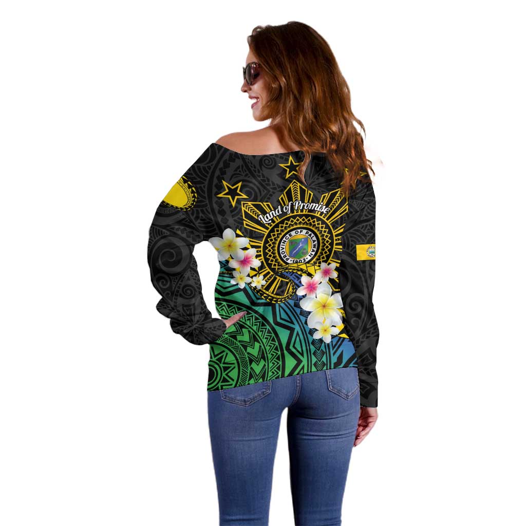 Lalawigan ng Palawan Off Shoulder Sweater Philippines Province Land of Promise LT14 - Polynesian Pride